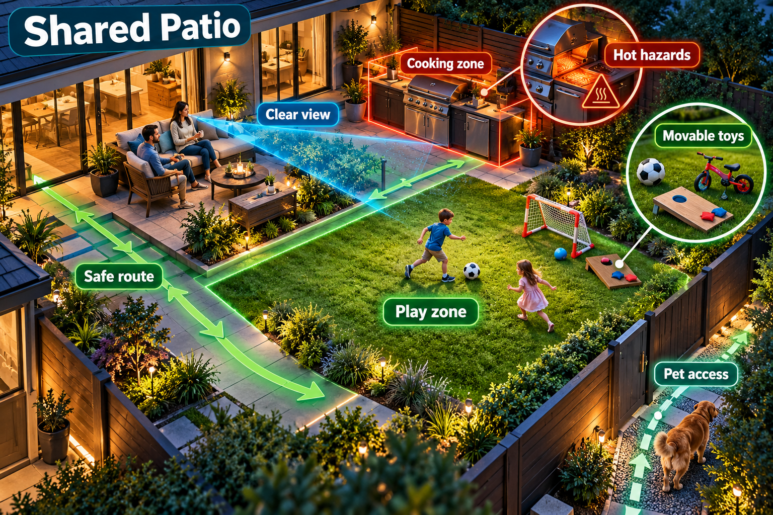 12. Family Patio Beside An Open Play Area