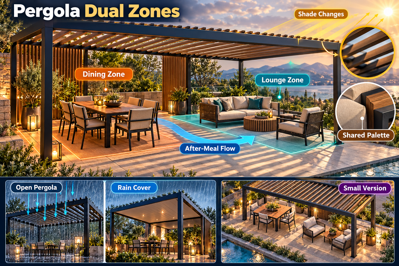 2. Dining And Lounging Under A Pergola