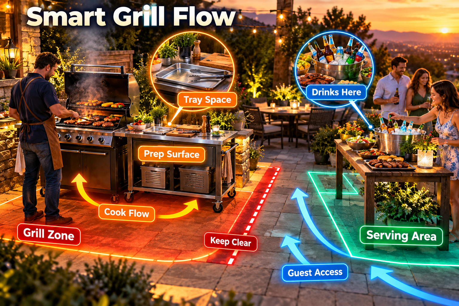 5. Grill Station With A Separate Serving Area
