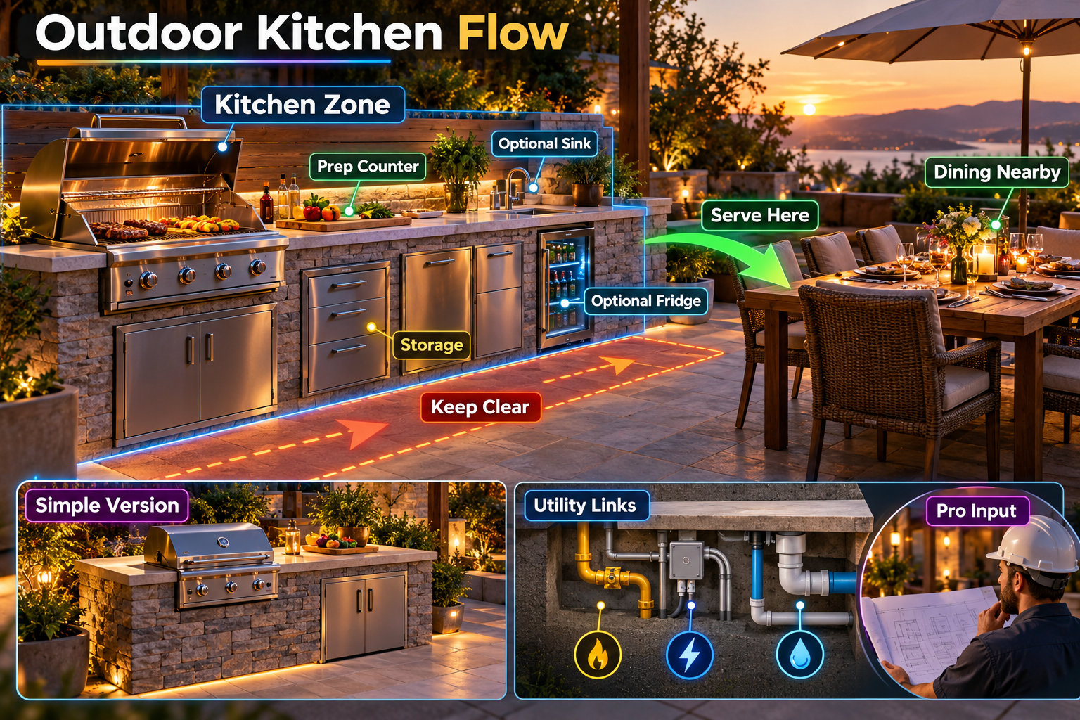 6. Outdoor Kitchen With Nearby Dining