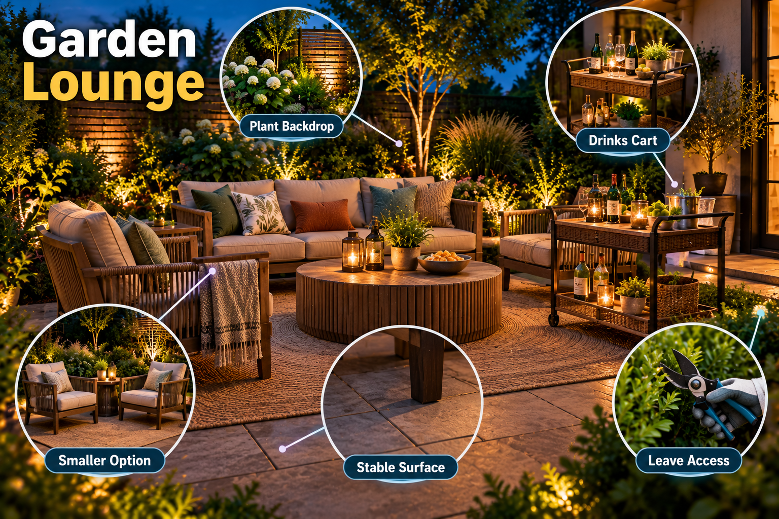 7. Garden Lounge With A Drinks Cart