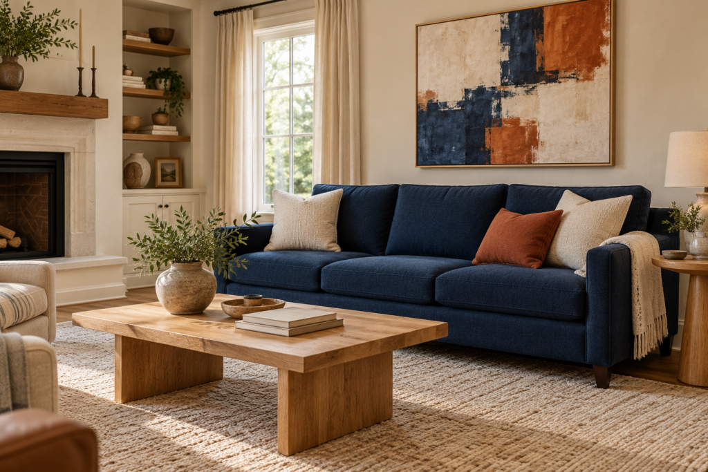 blue sofas living room​